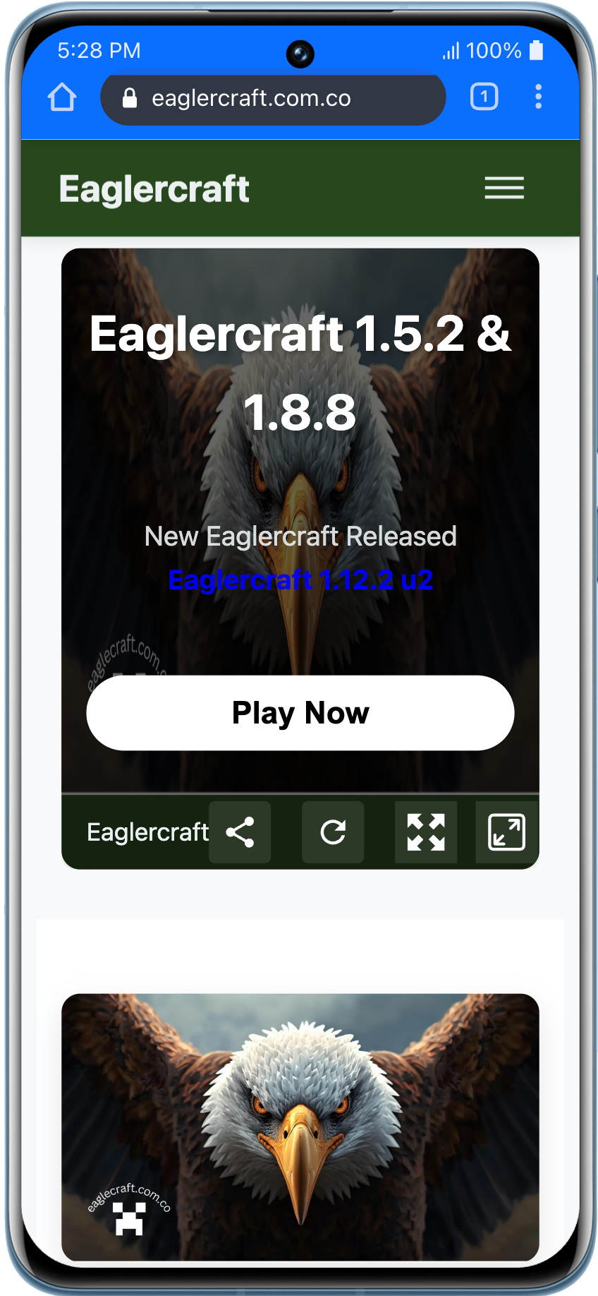 Eaglercraft 1.5.2 & EaglercraftX 1.8.8. 
